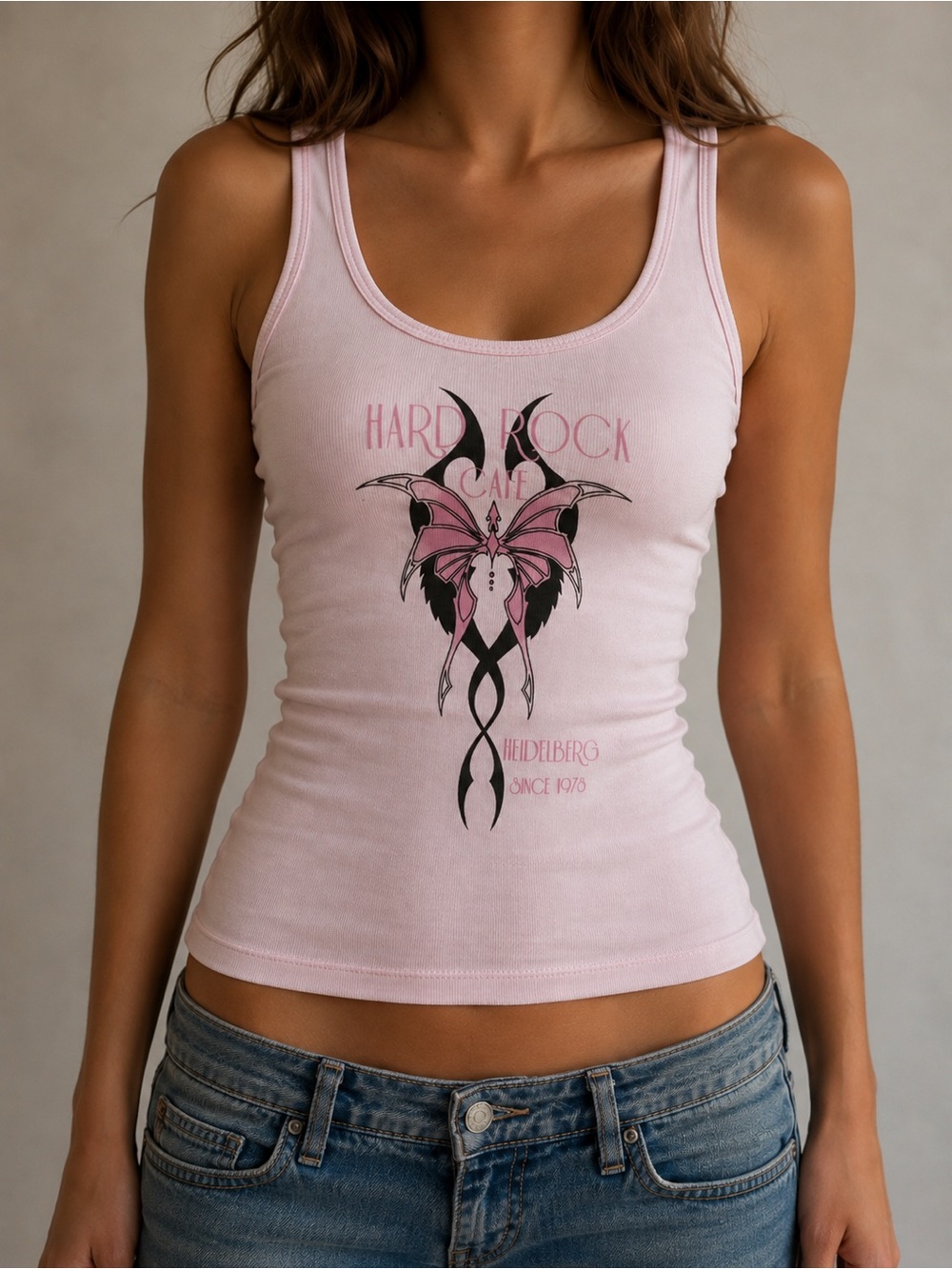Y2K Hard Rock Cafe Pink Graphic Tank Top